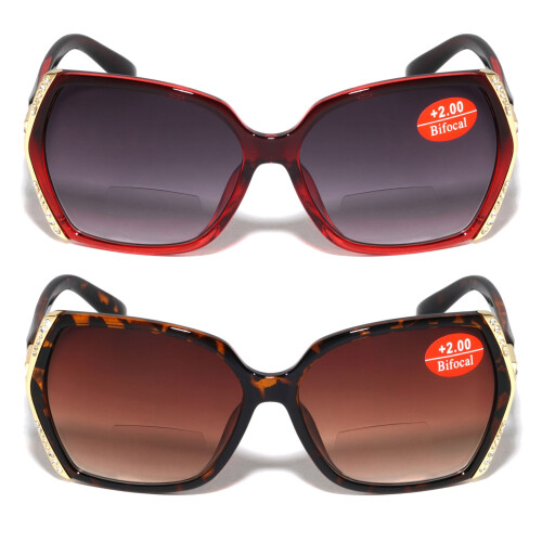 Women's bifocal oversized reading sunglasses UV400 +1.75 2 1