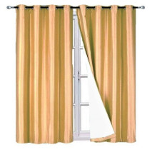 Adam blackout faux silk curtains 2 panels 37x84 inch gold