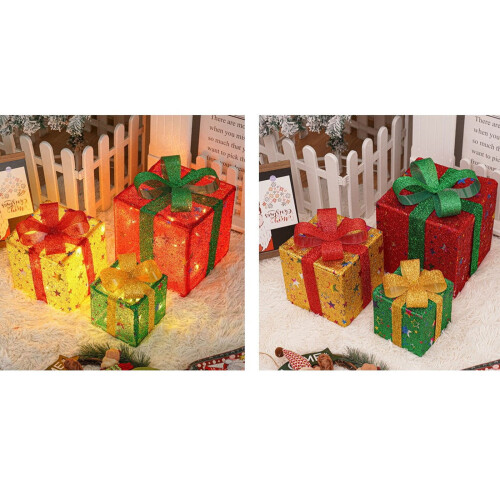 Christmas Lighted Gift Boxes Set of 3 Battery Operated 1