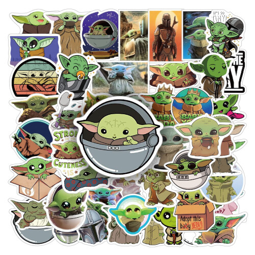 Αυτοκόλλητα κινουμένων σχεδίων Baby Yoda αδιάβροχα 50 τεμάχια 2