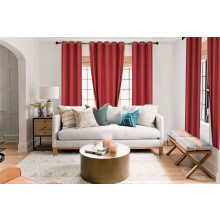 Faux Silk Red Blackout Curtain Panel 63 in with Grommets