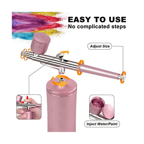 Airbrushset met oplaadbare draadloze compressor, roze 1