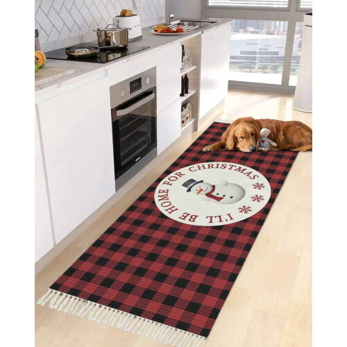 Christmas runner rug red black buffalo check 2x5 ft 1