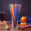 1000 Pcs Colorful Plastic Long Disposable Drinking Straws -t 4