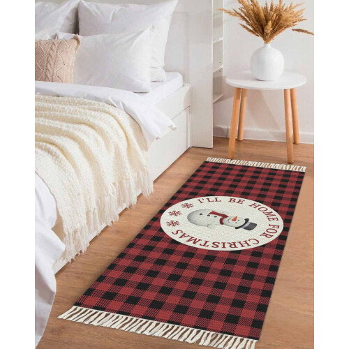 Christmas runner rug red black buffalo check 2x5 ft 2