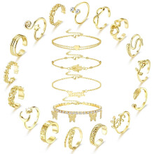 Jstyle Fußkettchen- und Zehenring-Set: Verstellbare, mehrlagige Fußkettchen und offene Zehenringe für Damen – Fußschmuck
