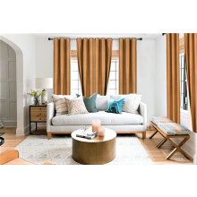 Faux Silk Gold Blackout Curtain Panel 63 in