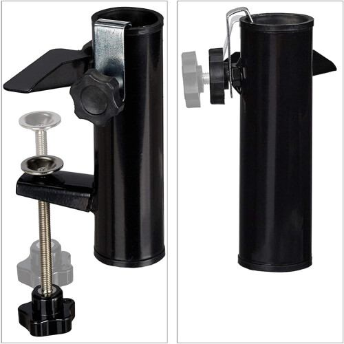 Metal Umbrella Stand Clamp for Balcony Deck Pool Black 1