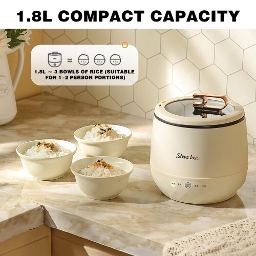 Kafsov mini rice cooker 1.8L non-stick beige