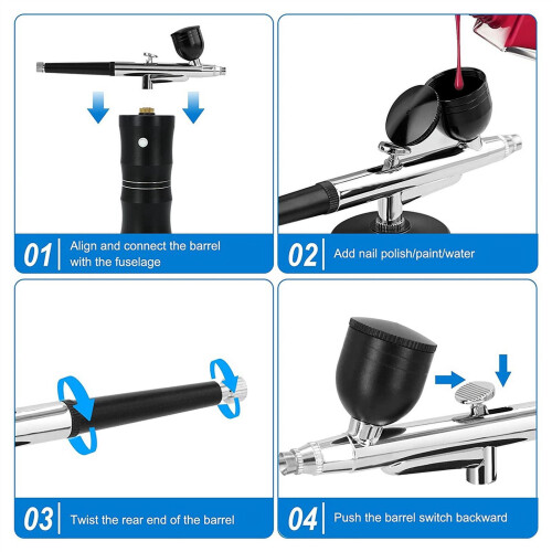 Air Brush Kit with Compressor 7.4V 34PSI Portable Black 1