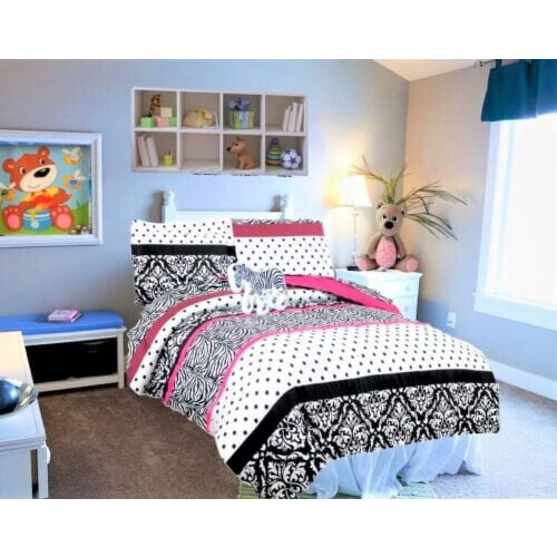 Zebra Pink Twin Bed in a Bag Set 6-Piece 1