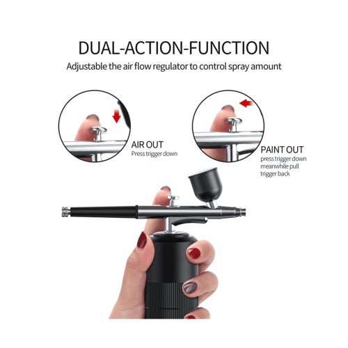 Aerografo wireless con compressore, nero, a doppia azione 1