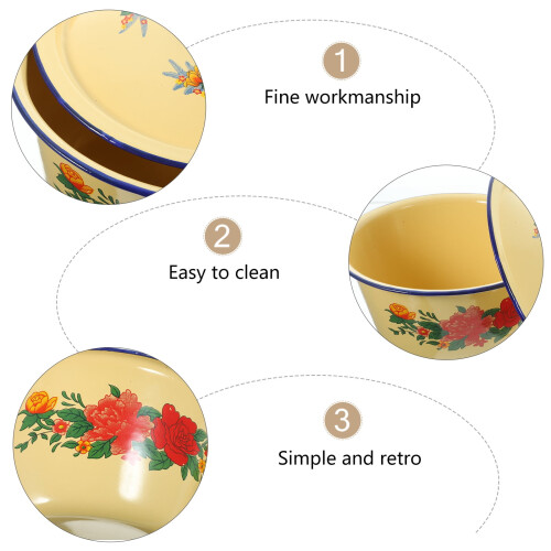 Vintage enamel washing basin with lid 2 pcs 1