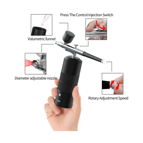 Aerografo wireless con compressore, nero, a doppia azione 2