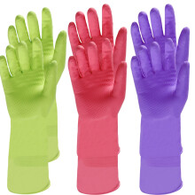 Colorful Latex Dish Gloves Extra Large 3 Pairs