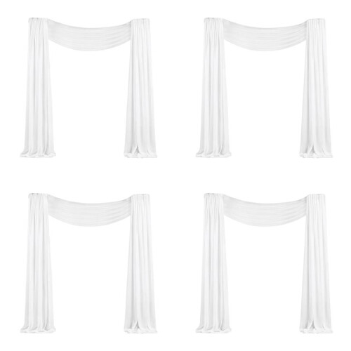 4X Tecido para Cortinas de Arco de Casamento 29,5 Polegadas X 26,25 Pés Cortinas Transparentes Brancas para Cerimônia de Casamento