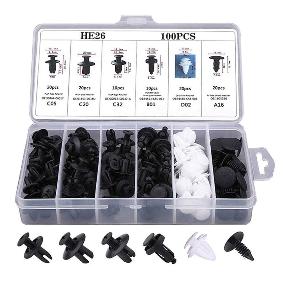 Fender Liner Fastener Rivet Clips 100 Pcs 6 Sizes 393040392489
