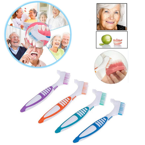 WSBDENLK denture toothbrush dual-sided 4 pcs