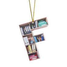 Herzförmiger Bücherregal-Anhänger für Bücherliebhaber, Acryl-Ornament, Buntglasfenster-Hängevögel