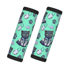 Luggage Handle Wraps Green Cat Design 2 Pcs
