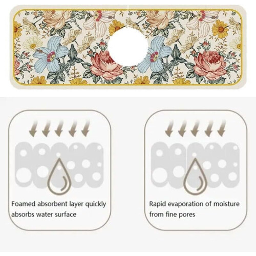 Fantasy faucet draining mat diatom mud non-slip 1 piece 1
