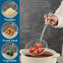 Spider Strainer Skimmer Ladle 2Pcs,Stainless Steel Kitchen Skimmer Slotted Spoons for for Straining Pasta/Cooking/Frying