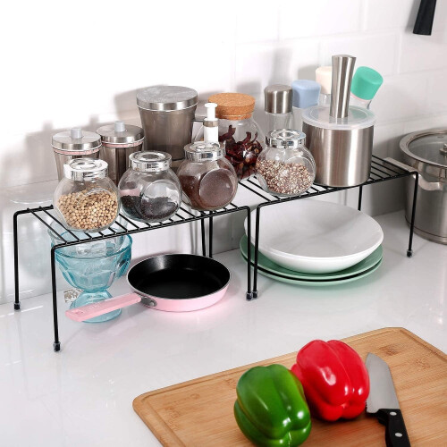 Kitchen Shelf Black Mini Storage Rack 6 Pack 1