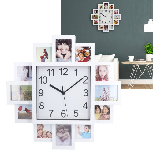 White Picture Frame Wall Clock 15.35 Inch