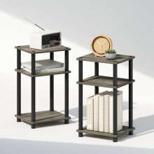 3-Tier Turn-N-Tube Nightstand 2-Pack French Oak Black