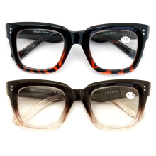 pares de óculos de leitura femininos, tamanho grande e estilo trapezoidal com lentes transparentes, 1,50