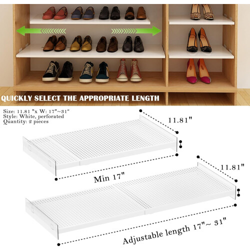 Expandable Closet Tension Shelf White 2 Pack 1