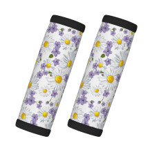Luggage Handle Wraps Purple White Daisies 2 Pcs