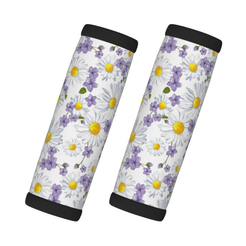 Luggage Handle Wraps Purple White Daisies 2 Pcs