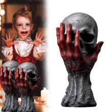 Gothic Skeleton Hand Ornament Halloween Decor Grey Resin 1pc