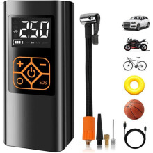 Gonfleur de pneus de voiture 150 PSI, compresseur d'air portable sans fil rechargeable 4000 mAh avec affichage LED et numérique