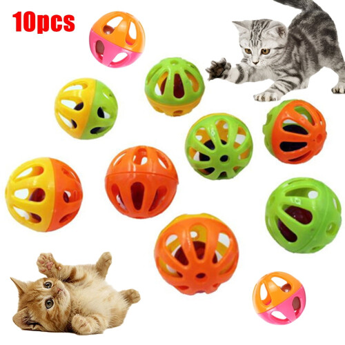 Warkul plastic cat ball toys with bell 10 pcs