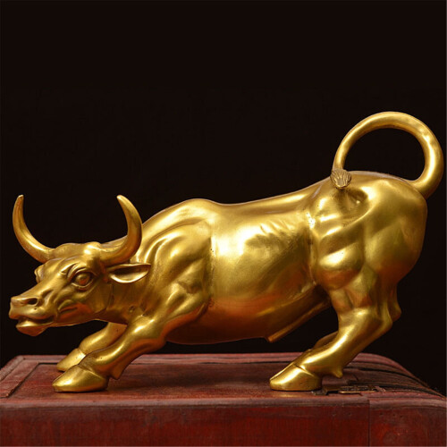 Brass Wall Street Bull Statue Handmade Copper 1pc 2