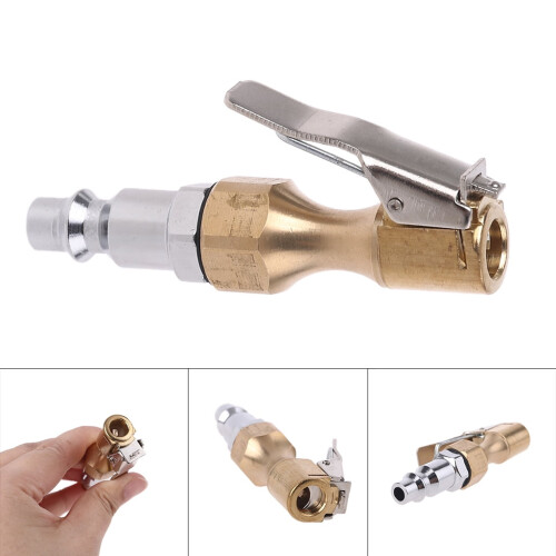 Brass Air Chuck Open Flow Heavy Duty Locking Tire Inflator 2
