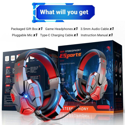Wireless Gaming Headset Dual Mode LED Red 1