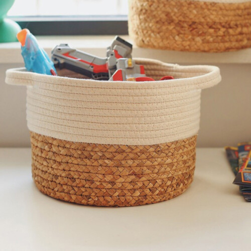 Cotton Woven Storage Basket with Handle 1 Pack 1