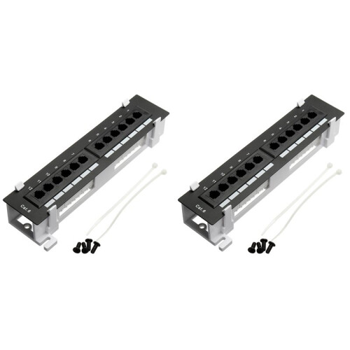 2X Network Tool Kit 12 Port CAT6 Patch Panel RJ45 Networking Wall Mount Rack with Surface Wall Mount Bracket 1