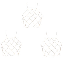 3X Women's Halterneck Mesh Body Chain Bralette Bikini Bra Necklaces Stomachers(Gold)