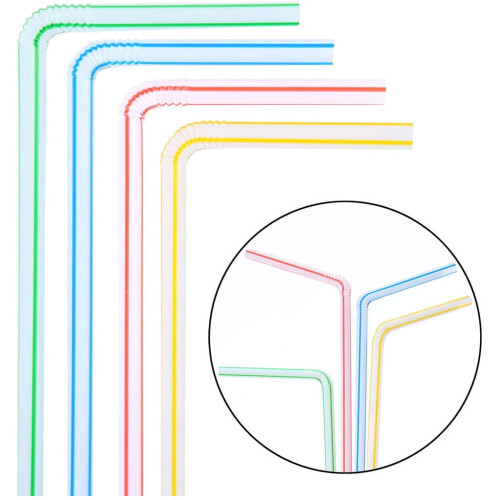 Cannucce di plastica flessibili multicolore, 200 pezzi 2