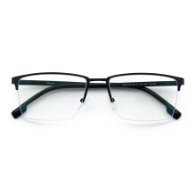 Ochelari de citit cu ramă optică premium pentru bărbați, cu cap larg, cu jumătate de ramă metalică - Lentilă transparentă DRM03 145MM, negru