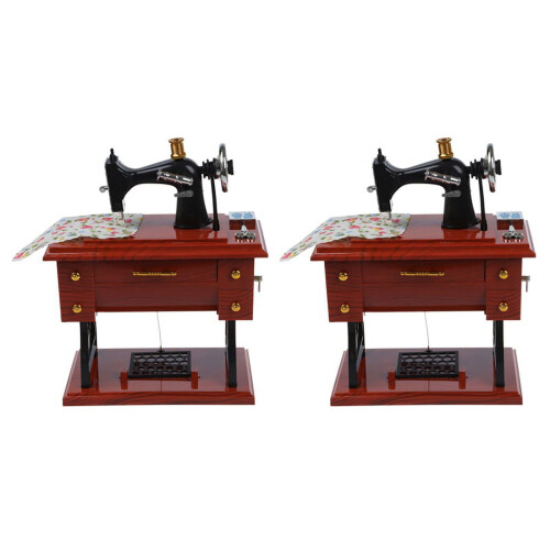 Carillon vintage a forma di mini macchina da cucire (2 pezzi)