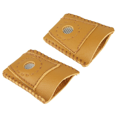 Leather thimble with metal tip 2 pcs