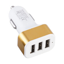 WIQUOKETT USB car charger aluminum 3-port 2.1A
