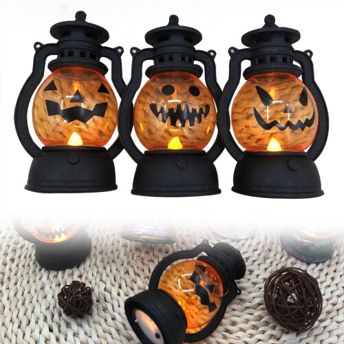 Halloween Pumpkin Lantern Vintage Plastic Electronic Candle 1