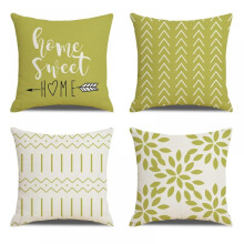 Conjunto de 4 capas de almofada decorativas com estampa geométrica verde claro, 45x45 cm (18x18 polegadas).