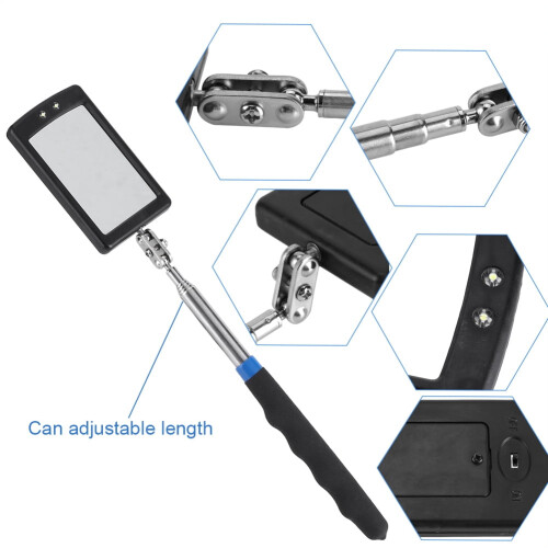 WALFRONT LED telescoping inspection mirror 360 swivel